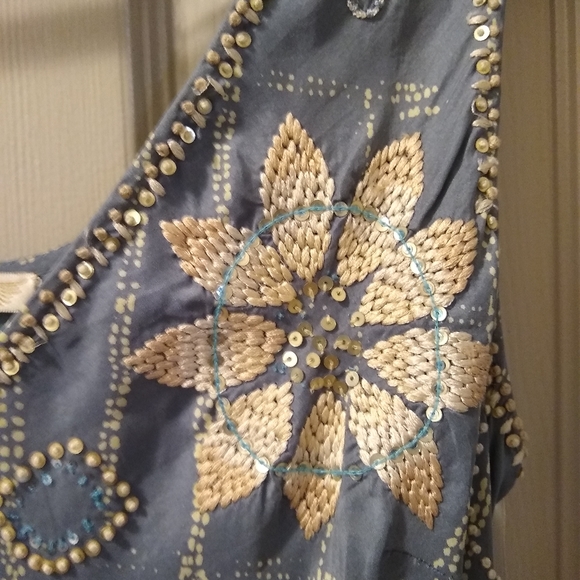 GOLD HAWK embellished blue silk dress NWOT, S - Picture 12 of 13